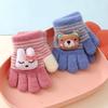 Winter Warm Cartoon Full Finger Children's Gloves for Girls and Boys - Thickened and Split Finger Design