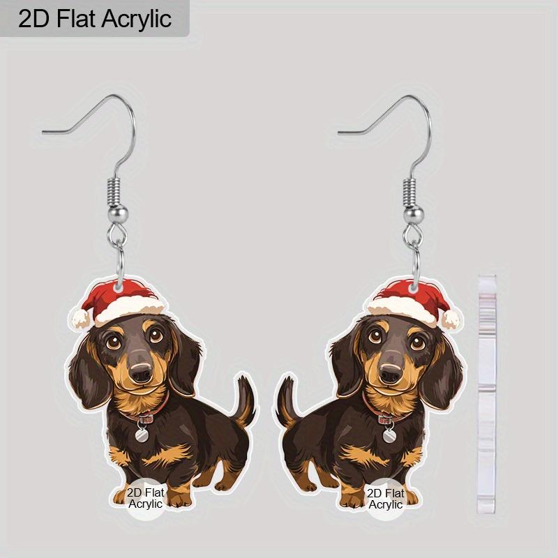 

2D Плоские Рождественские Подарки Акриловые Милые Серьги-Подвески в виде Собаки Таксы Смешные Щенки Домашние Животные Украшения для Женщин Любителей Собак Сувениры для Вечеринок