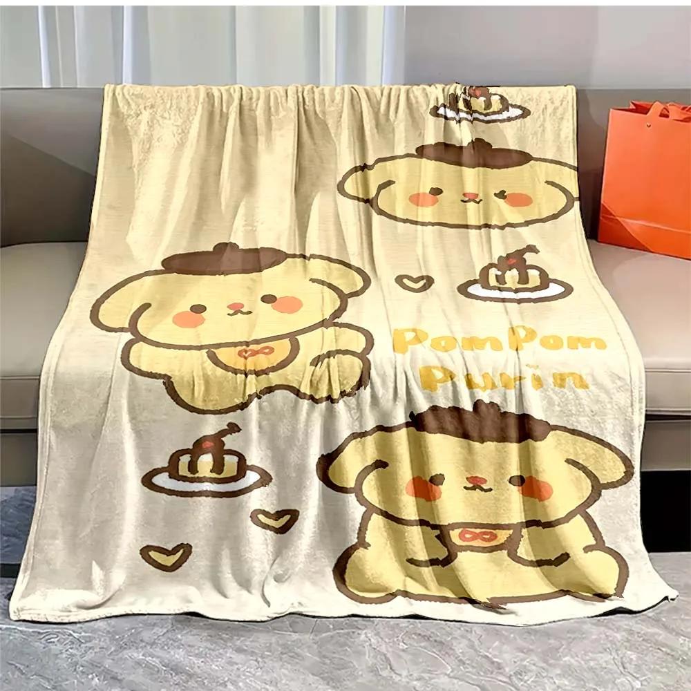 Pom Pom Purin Printed Blanket Kawaii Dog Cartoon Flannel Fluffy Soft Blanket for Adult Plush Sofa  Picnic Beach Towel