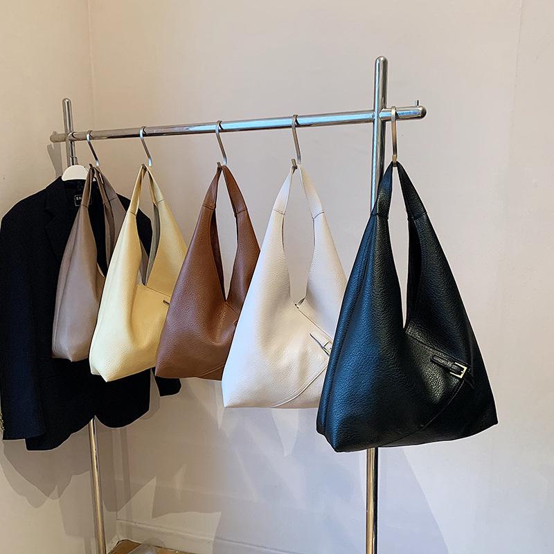 Lychee Pattern Shoulder Bag For Women Soft PU Leather Large Capacity Shopper Totes Winter Underarm Handbags