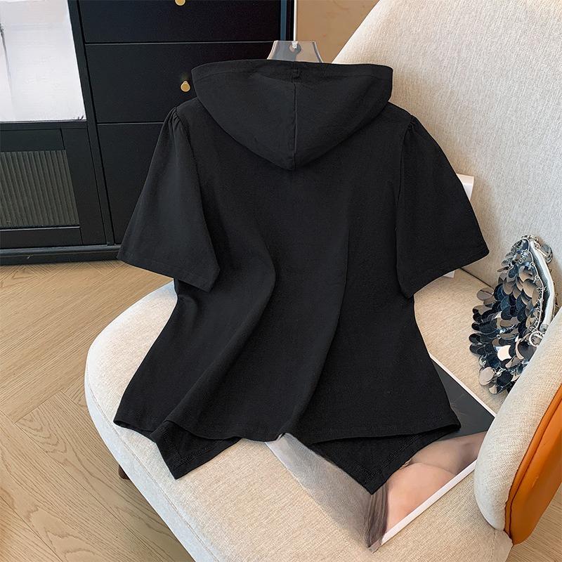 Plus-size Women's Short-sleeved Hooded Top Summer New Design Short-sleeved T-shirt