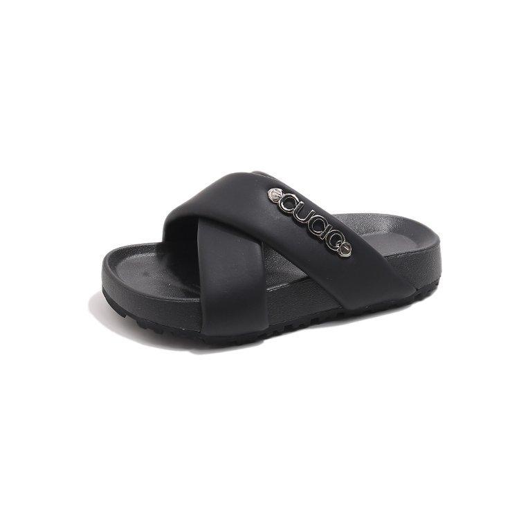 

Girls slippers summer wear 2025 new children s shoes non-slip deodorant boys leisure word beach cool slippers 37 чёрный