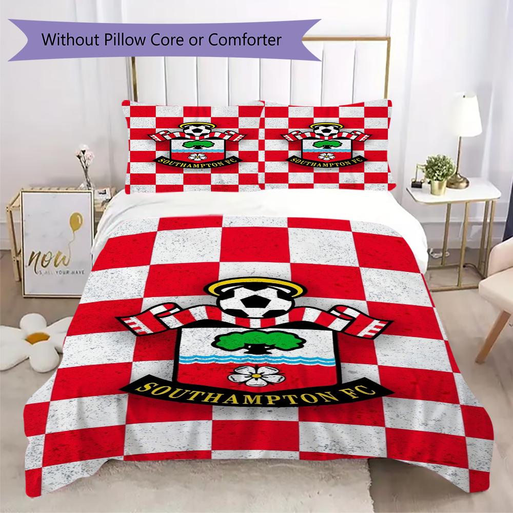 Southampton FC Pattern Bedding uilt Set uilt Cover Pillowcase Home Decoration Birthday Gift (1 * duvet cover + 2 * pillowcase without core)