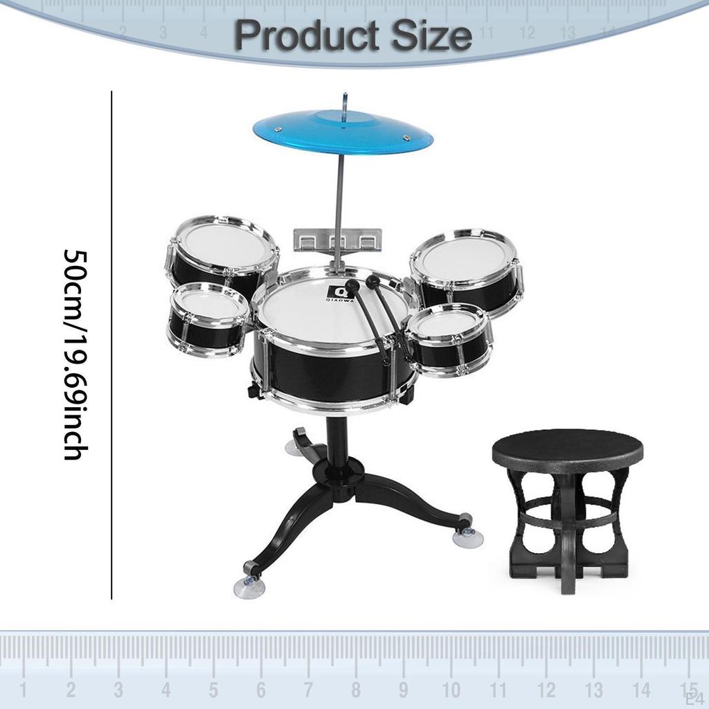 Kids Drum Set Beginners Ages 3-6 for Boys Girls with Drumsticks 5 Drums Playing Rhythm Beat Toy