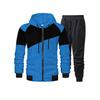 Herrfärgblock Huvtröja Träningsdräkt 2-delat Set Dragkedja Jacka & Joggingbyxor Vardaglig Sportkläder