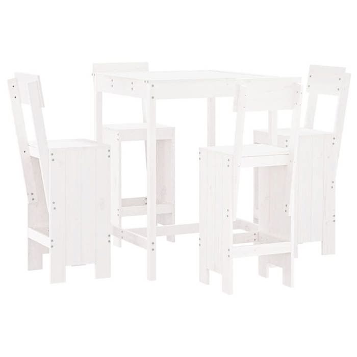 VidaXL Ensemble de bar de jardin 5 pcs blanc bois massif de pin, ensemble de pub, ensemble de bar de patio, ensemble de 3157800