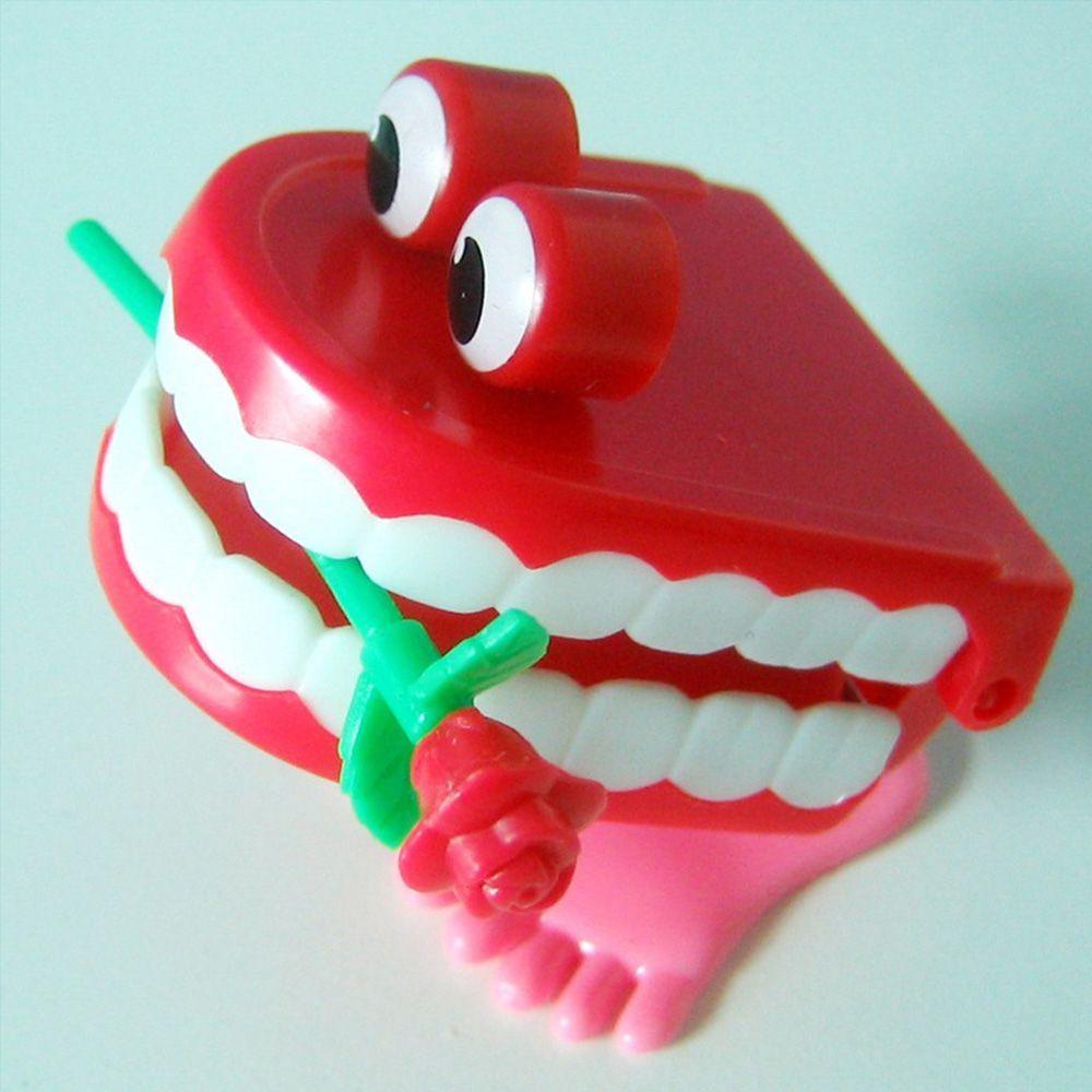 

Denture Chattering Funny Teeth Rose Wind Up Clockwork Toy Walking Teeth Shape Clockwork Toy