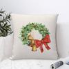 Merry Chrismas Red Bow Pillow Case Plush Fabric Soft Double Sided Print Sofa Cushion Cover Throw Pillow Covers