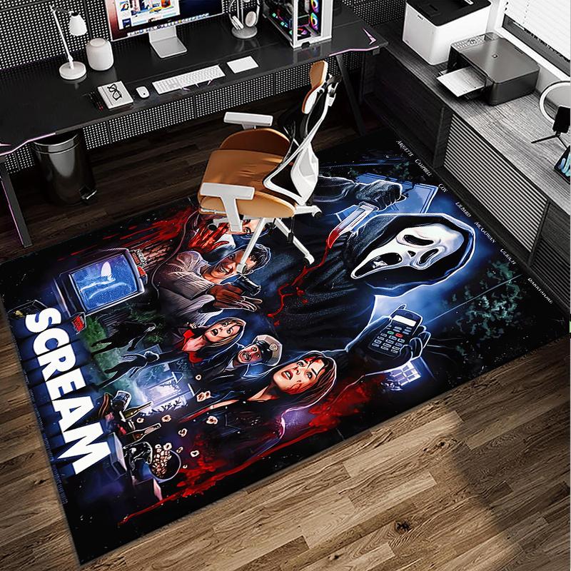 Heartbeat Ghostface Of Horror Office Rug Chair Mat, Game Carpet, Suitable for Front Door, Bedroom, Living Room, Desk, Holiday Gift