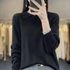 GMXIA Autumn and Winter Knitted Sweater, Women's POLO Neck Solid Color Long-sleeved Sweater, Loose Solid Color Knitted Base Layer