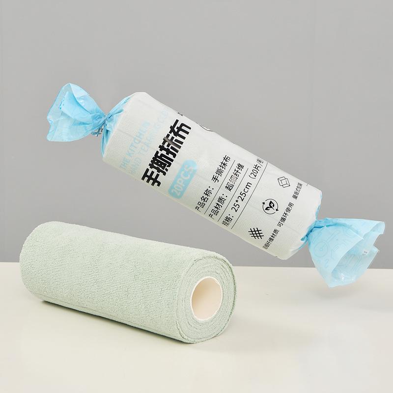 

Упаковка конфет Ленивая тряпка из микрофибры для мытья посуды Сухая и влажная двухсторонняя тряпка для мытья посуды Кухонная отрывная тряпка для мытья посуды 25 * 25cm/1 Roll 20pcs зелёный