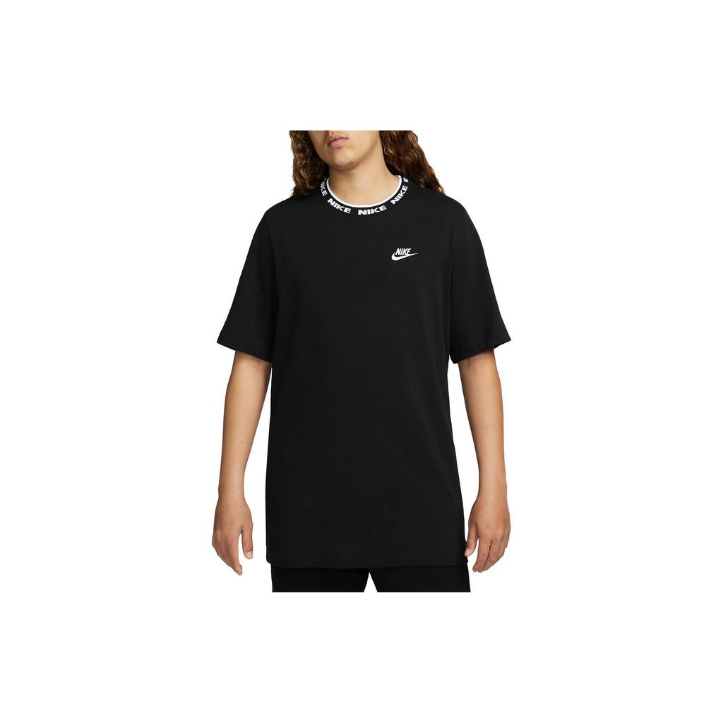 Nike Camiseta de Manga Corta Transpirable Sport Casual con Cuello Redondo Estilo Vintage con Estampado del Logotipo del Club para Hombre Tops Negro FB7310-010