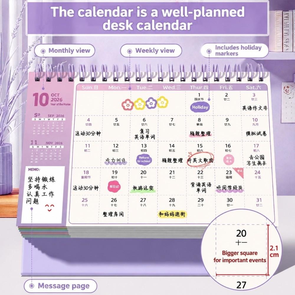 Dual-Sided Use 2027 Calendar Flip Design Table Calendar Portable Monthly Planner Calendar Students