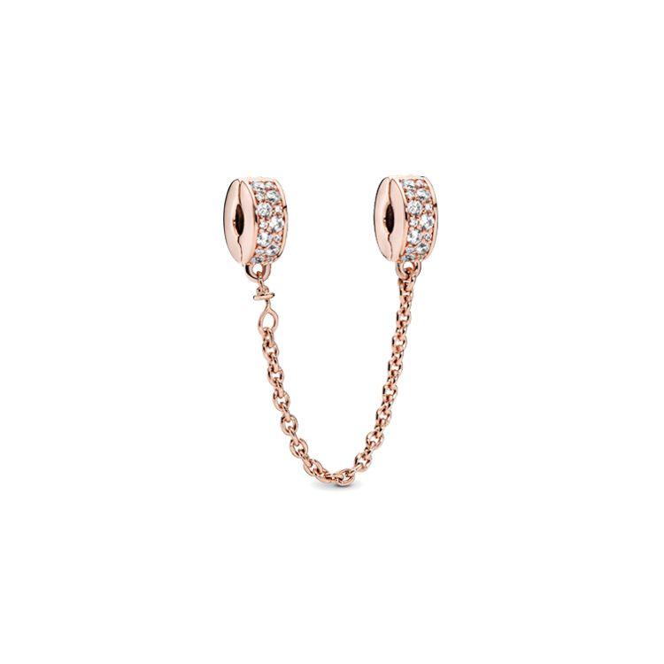 Pandora Paved Transparent Gemstone Sparkling Elegant Safety Chain With Cubic Zirconia Pendant Women pendant 786322CZ 5