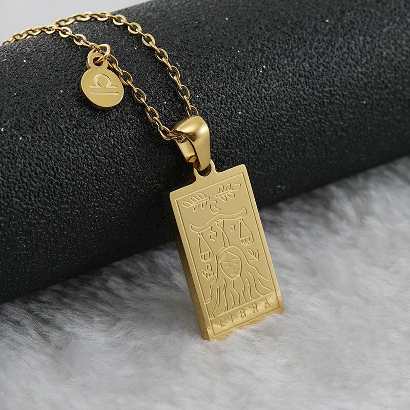 12 Constellation Necklace Women's 18K Exquisite Square 12 Constellation Tag Collarbone Chain 2026