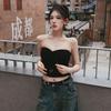 Pure Desire Spice Girl Style Black Kink Design Tube Top Women's Summer Design Sense Versatile Slim and Thin Casual Top