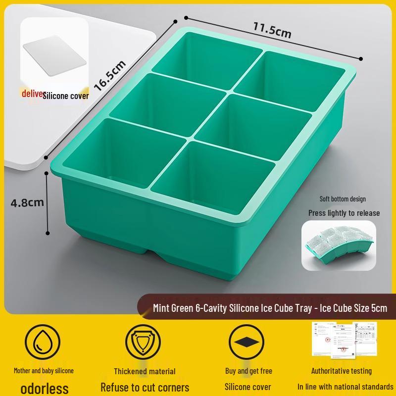 Large Silicone Ice Cube Tray with Lid - Food Grade, BPA Free