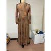 2026 European and American women's clothing long sleeves, digital printing V-neck long dress, dress