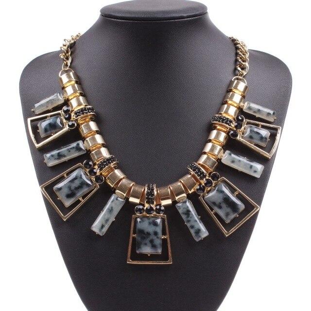 

Fashion Crystal Square Resin Elegant Party Women Gold Necklace for Ladies чорний