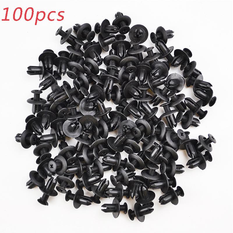 100/200Pcs 8mm Auto Universal Plastic Expansion Nails Fasteners Screw Car Bumper Fender Black Rivet Car Tool Fastener Clips