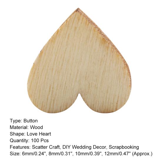100 Pcs Wood Love Heart Shape Buttons Table Scatter Craft DIY Wedding Decor