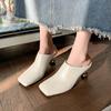 Lazy with New Wine Glass and Feet Antique Summer Skirt Muller Shoes Are Not Tired Medium High Heels Women's Bag Head Drag 2025