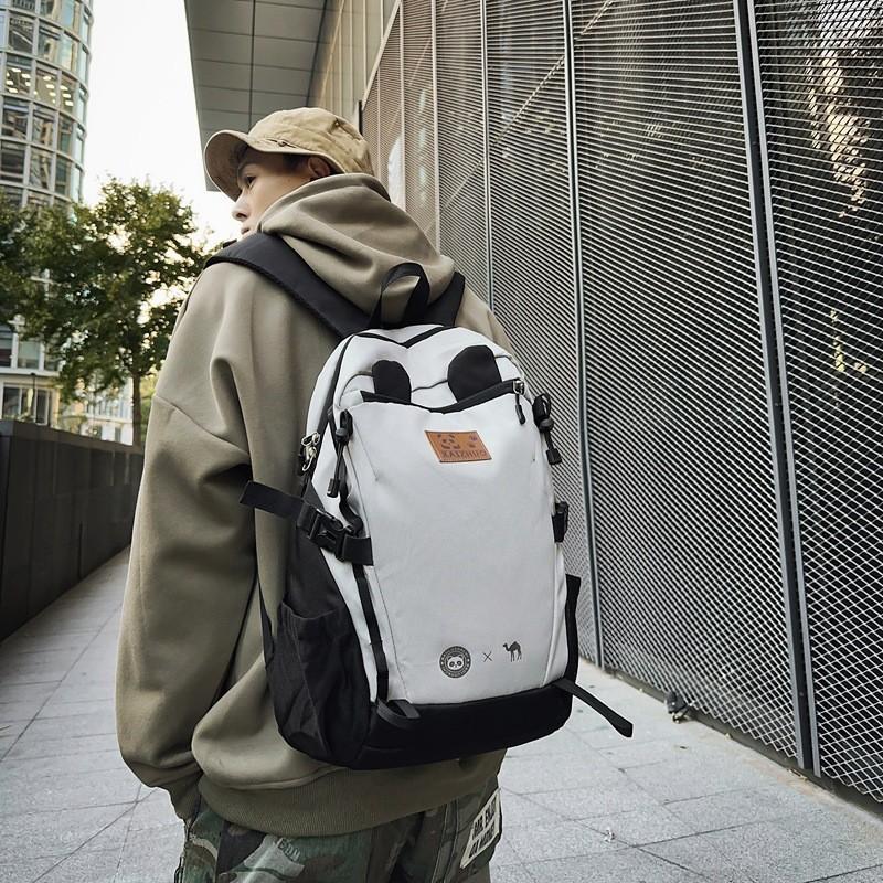 

Large Capacity Travel Backpack Ins Style Trendy College Student Bookbag Unisex Grey Khaki