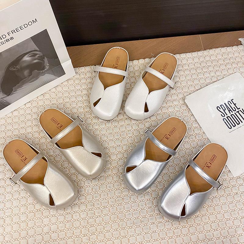 Französische Damen Sommer vielseitige Oberbekleidung erhöhende Tasche Kopf Retro innen 2025 neue Sandalen Halbschuhe ein Pedal Slipper