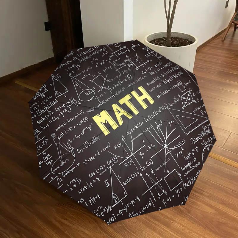 1PC Mathematics Pattern Small Travel Automatic Folding Umbrella, Compact Windproof Umbrella, Automatic Open/Close ,Gift-091529