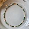 Summer Women's Natural Pearl & Malachite Beaded Necklace - Colorfast Light Luxury Clavicle Chain
