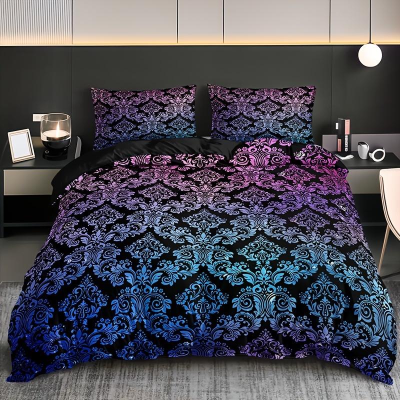 

3pcs Gradient Mandala Duvet Cover Set, Double Size Breathable Polyester with 2 Pillowcases, All Seasons Machine Washable Bedding EU Twin(135x200cm)