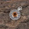 Citrine Gemstone 925 Sterling Silver Handmade Statement Pendant 1.2" Necklace Jewelry For Her PP-28-4