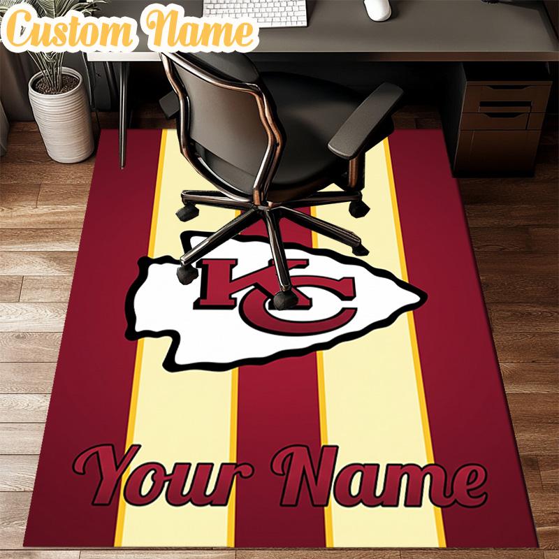 Custom Name Kansas City Chiefs Helmet Rug Office Rug Chair Mat Non Slip Carpet Rugs for Bedrooms Dining Room Living Room Home Decor gifts