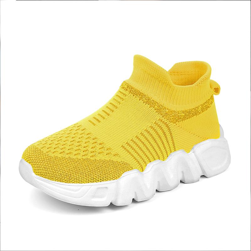 

Новые детские носки, вязаные модные высокие кроссовки для мальчиков и девочек, повседневные спортивные носки, кроссовки, детская теннисная обувь 38 жёлтый