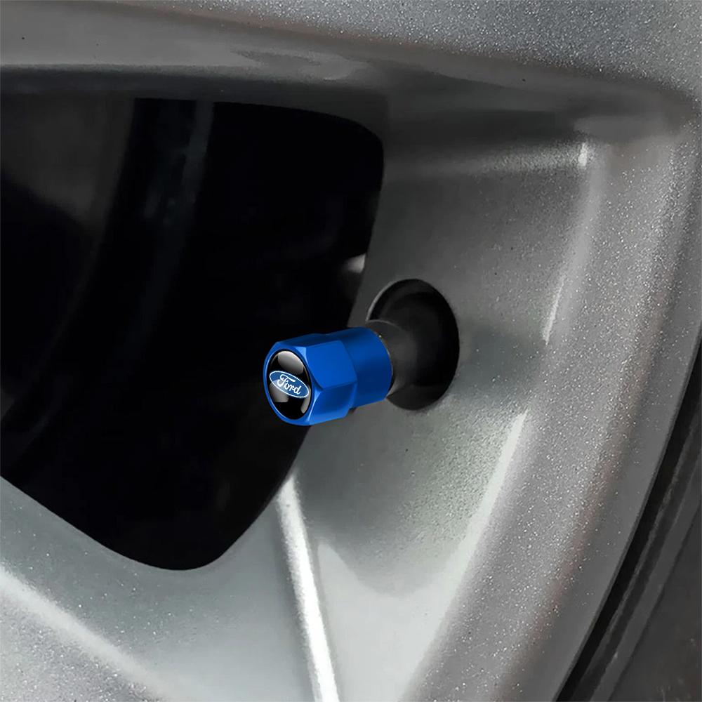 4Pcs Car Tire Valve Covers Dust Emblem Caps Accessories For Ford Fiesta Focus 2 Mondeo ST Mk4 Mustang Ranger Kuga S-MAX Transit AQ5