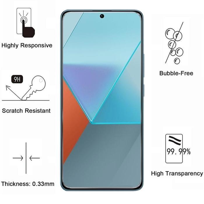 Tempered Glass for Xiaomi Redmi Note 13 PRO 5G [Pack 2] Phonillico® Screen Protector Glass Film