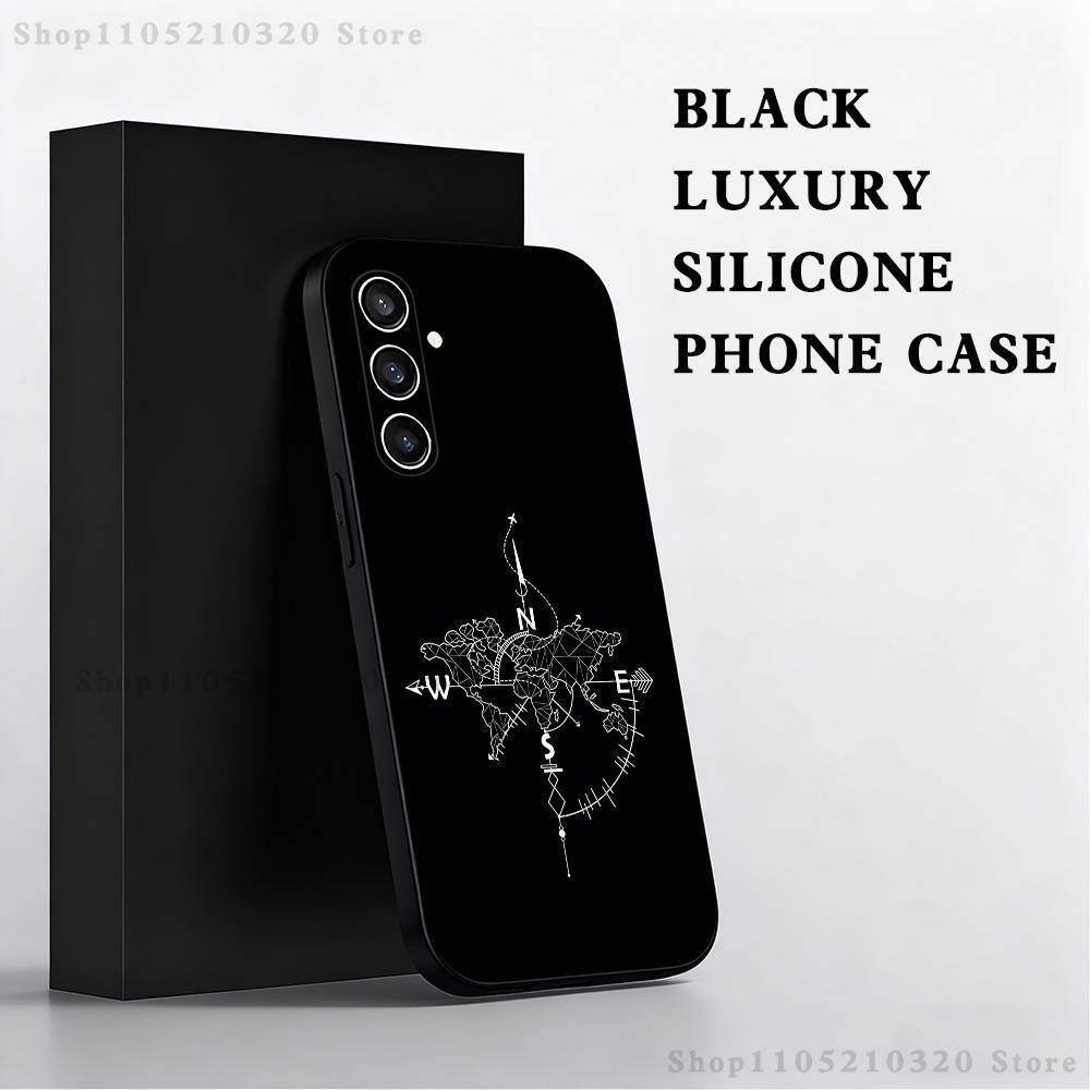 

Compass Phone Case For Samsung S25,S24,S21,S22,S23,S30,Ultra,S20,Plus,Fe,Lite,Note,10 Black Soft Shell SamsungS23plus 5G