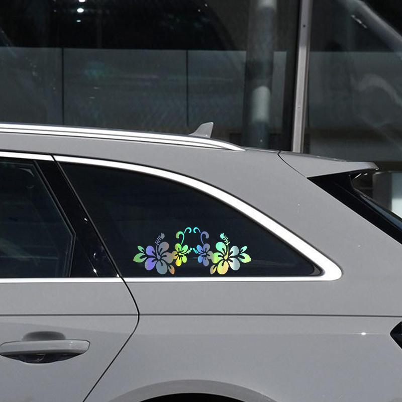Autoaufkleber 20 * 8cm Blumenaufkleber Autotürfenster reflektierende Laser-Motorrad-Auto-Styling 3D-Aufkleber