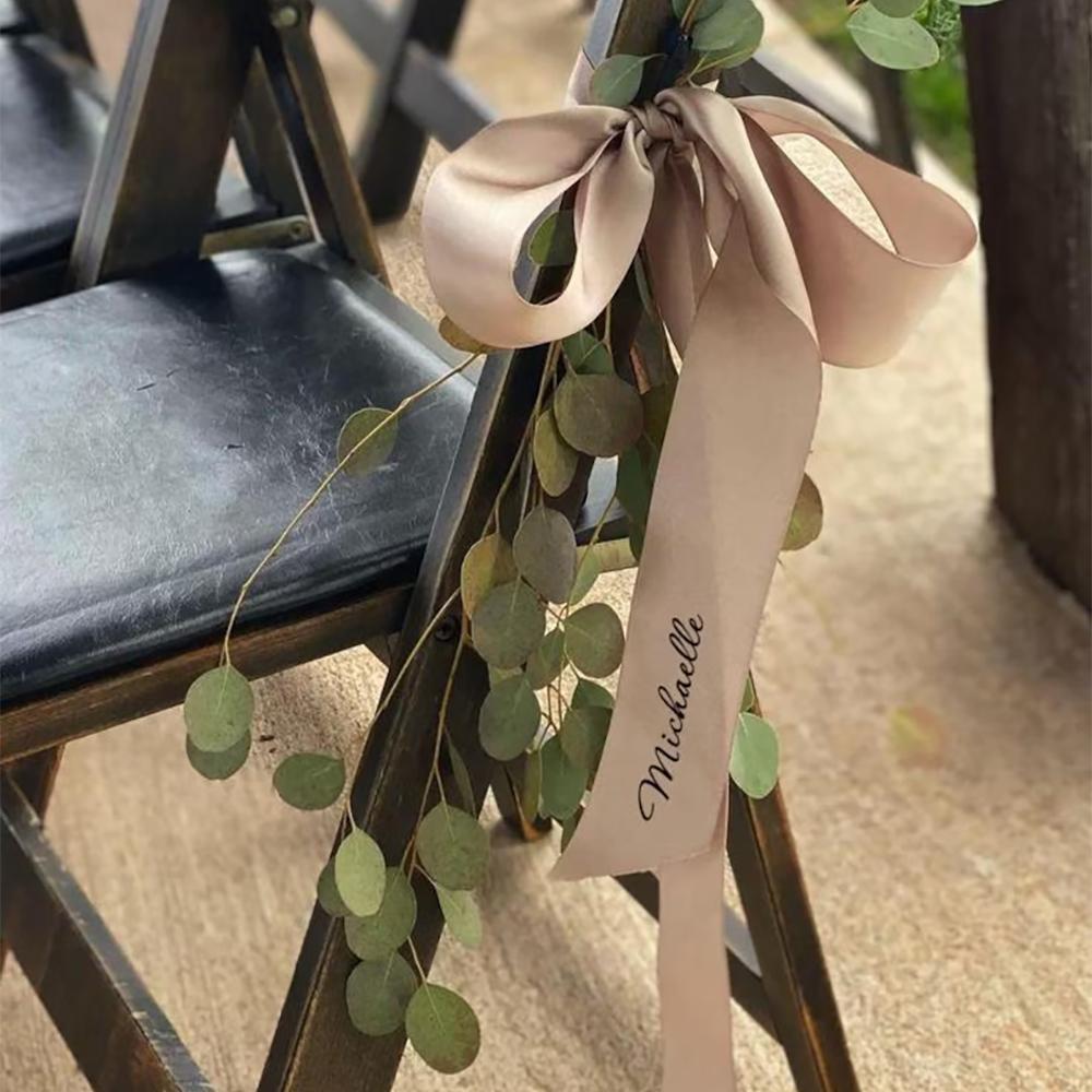 Personalized 4Pcs Stemware Ribbon Bachelorette Party Champagne Satin Ribbon Name Placeholder Wedding Favor Bridal Shower Gift