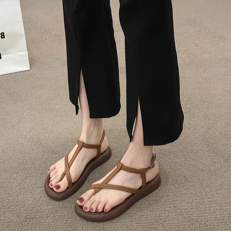 Fashion Summer Women Sandals 2025 New Retro Clip Toe Sandals Fashion Comfortable Casual Roman Shoes Soft Sole Woman Gladiator Sandalias