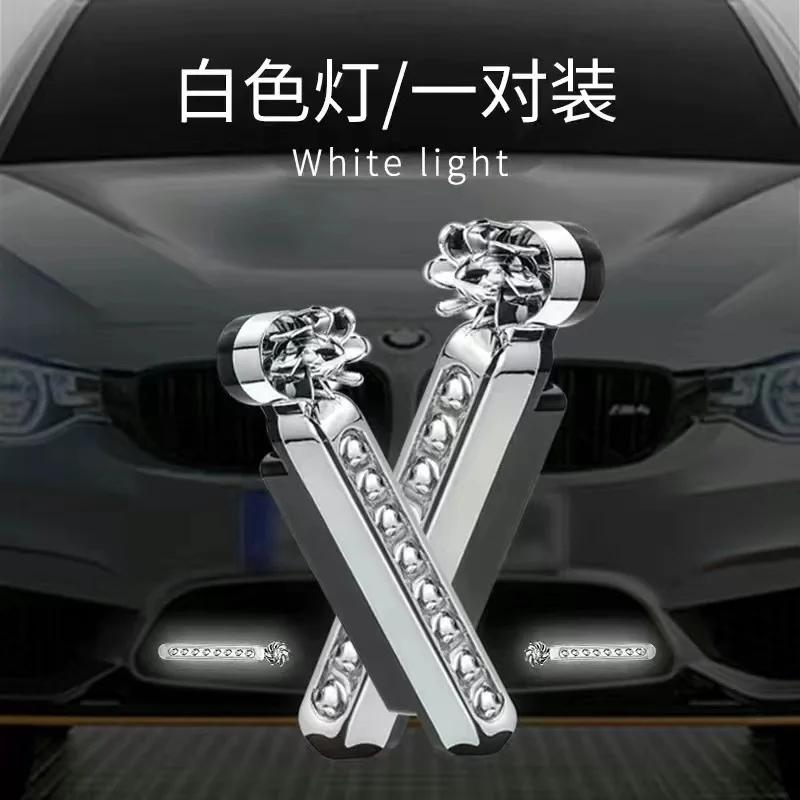 Car Light 2-1pcs Wind Powered Car LED DayTime Running Light Auxiliary Lighting Rotation Fan Lamp Automobile Day Time Headlight