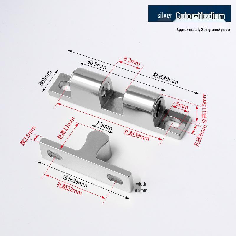 Zinc Alloy Magnetic Ball Catch Latch for Cabinet Doors - Silver
