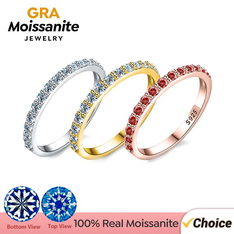 GRA Real Moissanite Diamond Solitaire Stackable Rings for Women 925 Silver Wedding Band Trendy Fashion Fine Jewelry