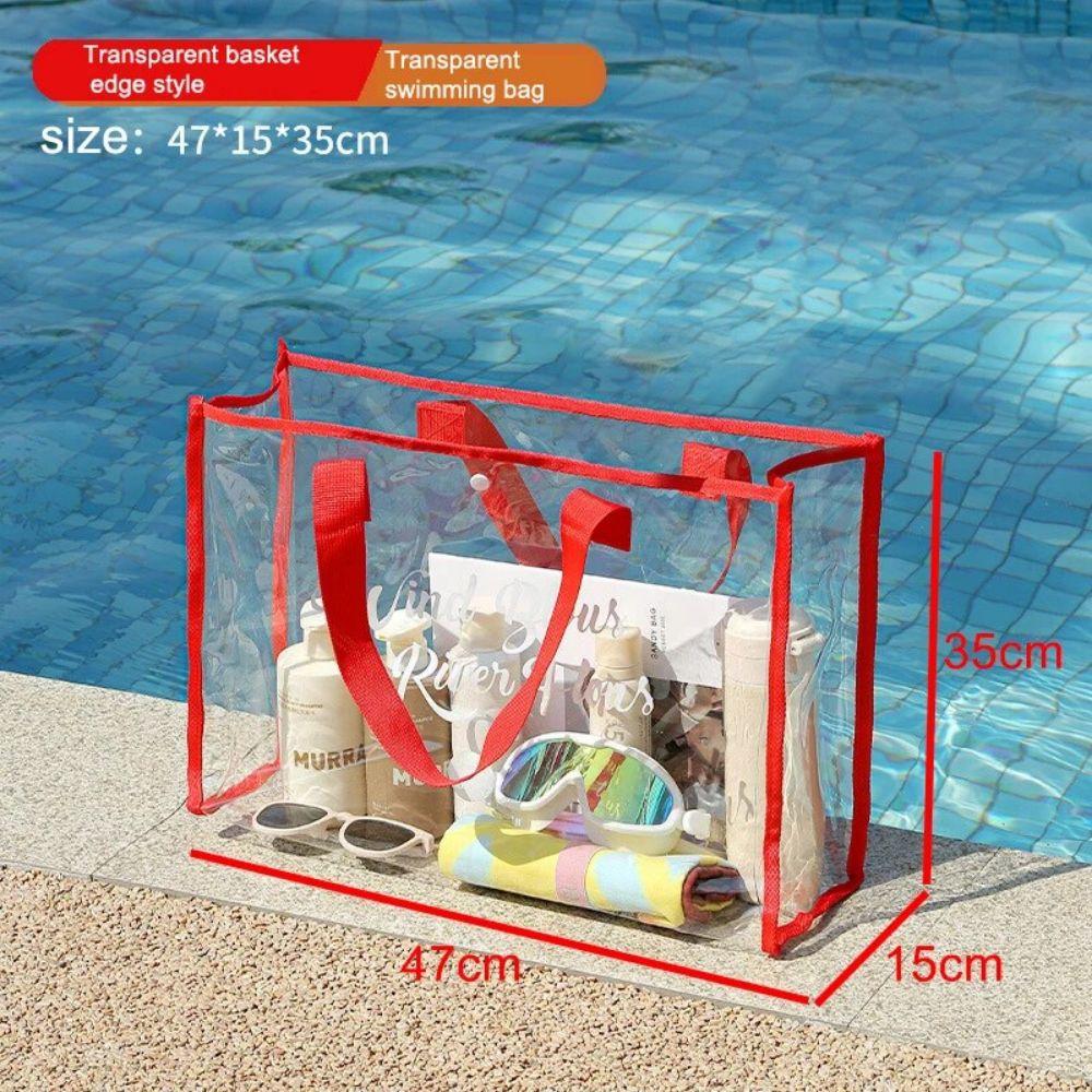 1PC Transparent Waterproof Portable Cosmetic Bag Transparent Travel Bag Fashionable PVC Beach Bag