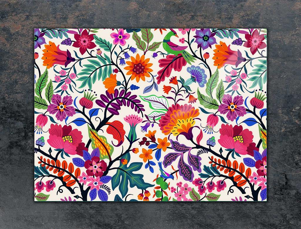 PIANO COTTURA PROTETTIVO IN VETRO 70x52 FIORI