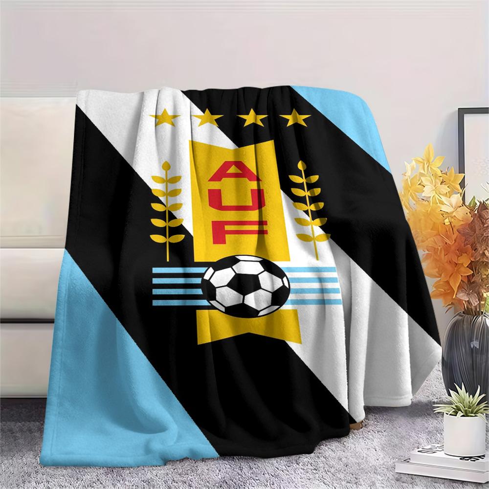 1Pc AUF Logo Uruguay Print Flannel Blanket High Quality Warm Comfortable Cover for All Seasons Perfect for Gifts Home Decor