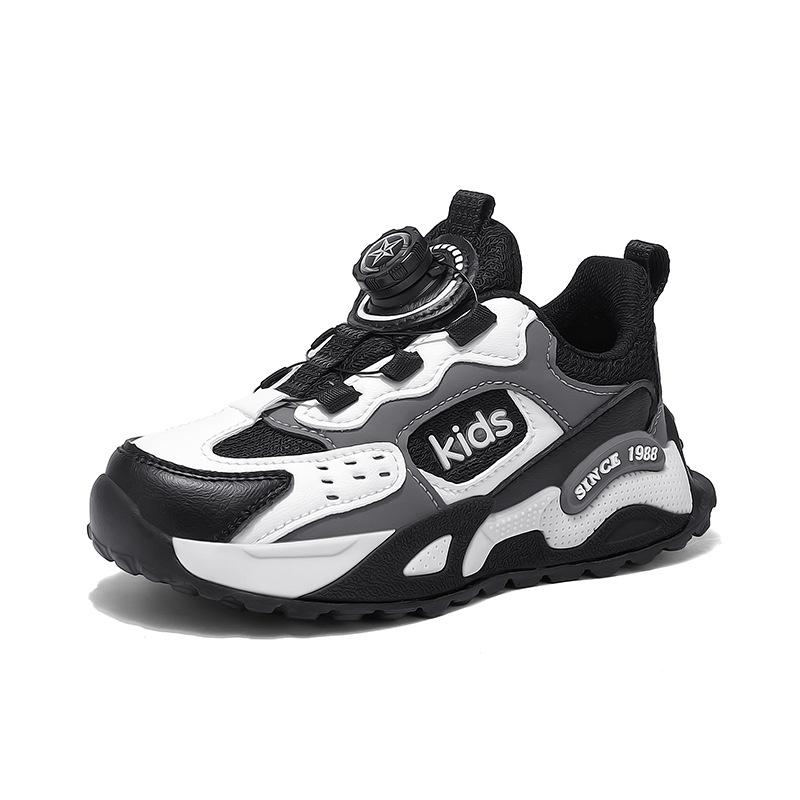 Girls' sports shoes 2025 spring and autumn new middle-aged and older girls' mesh breathable button running shoes children's soft sole