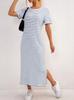 Spring and Summer, New, Split-end Design Women's Fashion Striped Jumpsuit