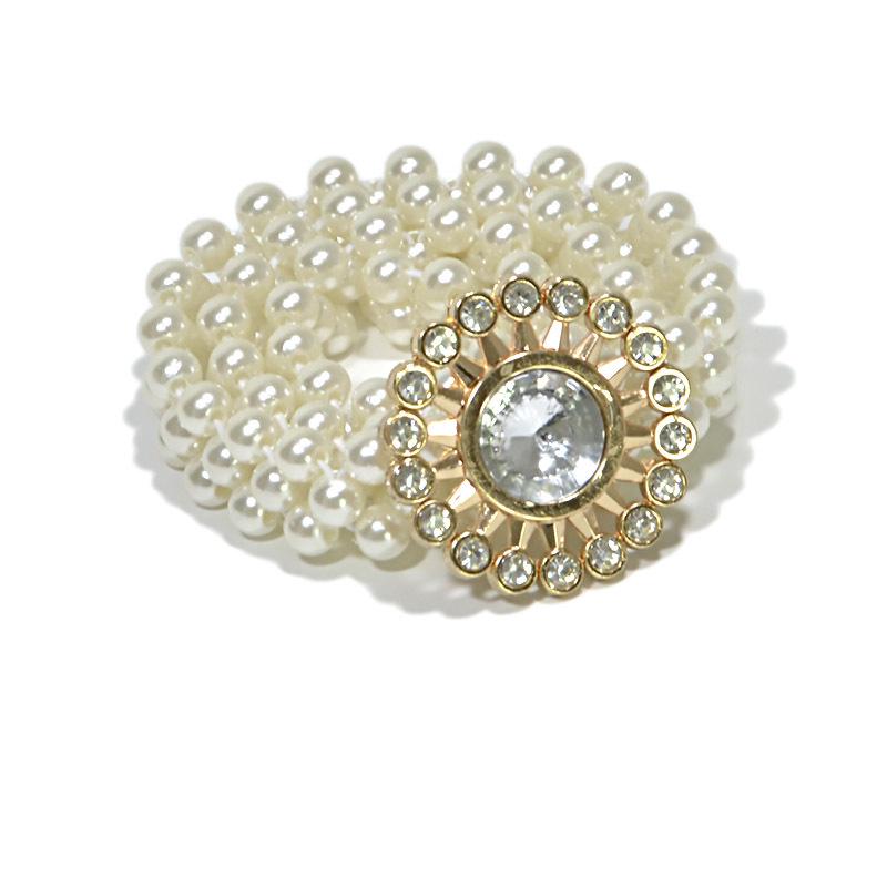 Meier Pearl waist chain - women's rhinestone embellished belt with large buckle