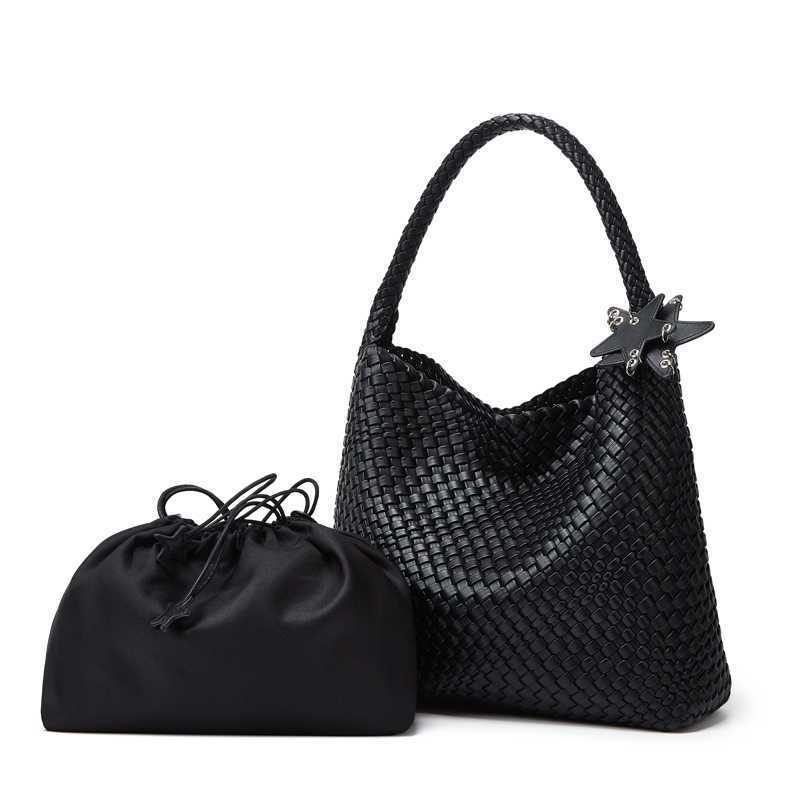 Shoulder Bag Woven Bag for Women Europe and the United States Popular PU Leather Soft Fabric Women Underarm Bag